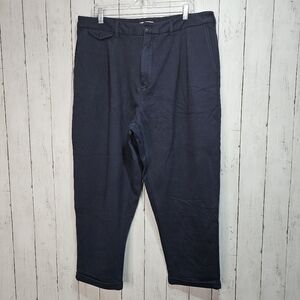 NWT Alex Mill Men's Navy Standard Pleated Fleece Pants Cuffed Cotton Size XXL.